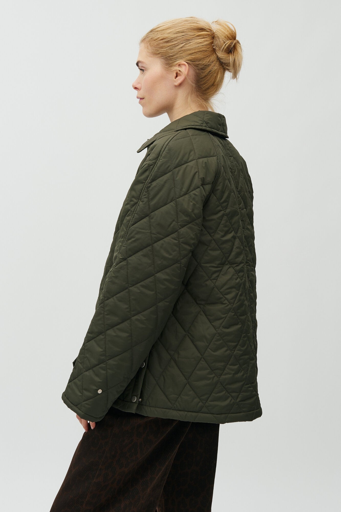 Elcina-M quilted jakke - Warm olive